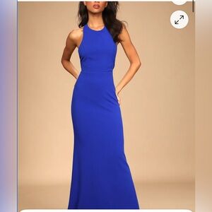 Lulus Straight To The Heart Royal Blue Backless Maxi Dress / cut out back